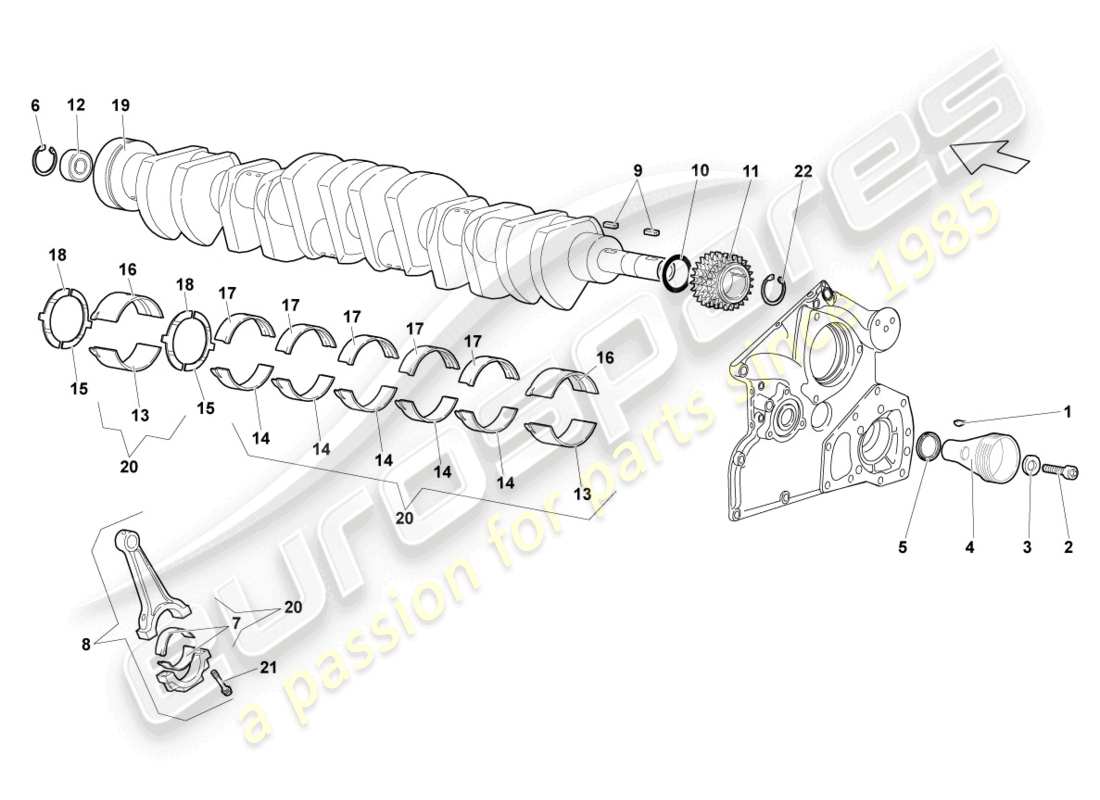 lamborghini lp640 roadster (2008) crankshaft part diagram