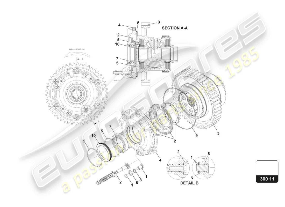 lamborghini super trofeo (2015) differential assembly parts diagram