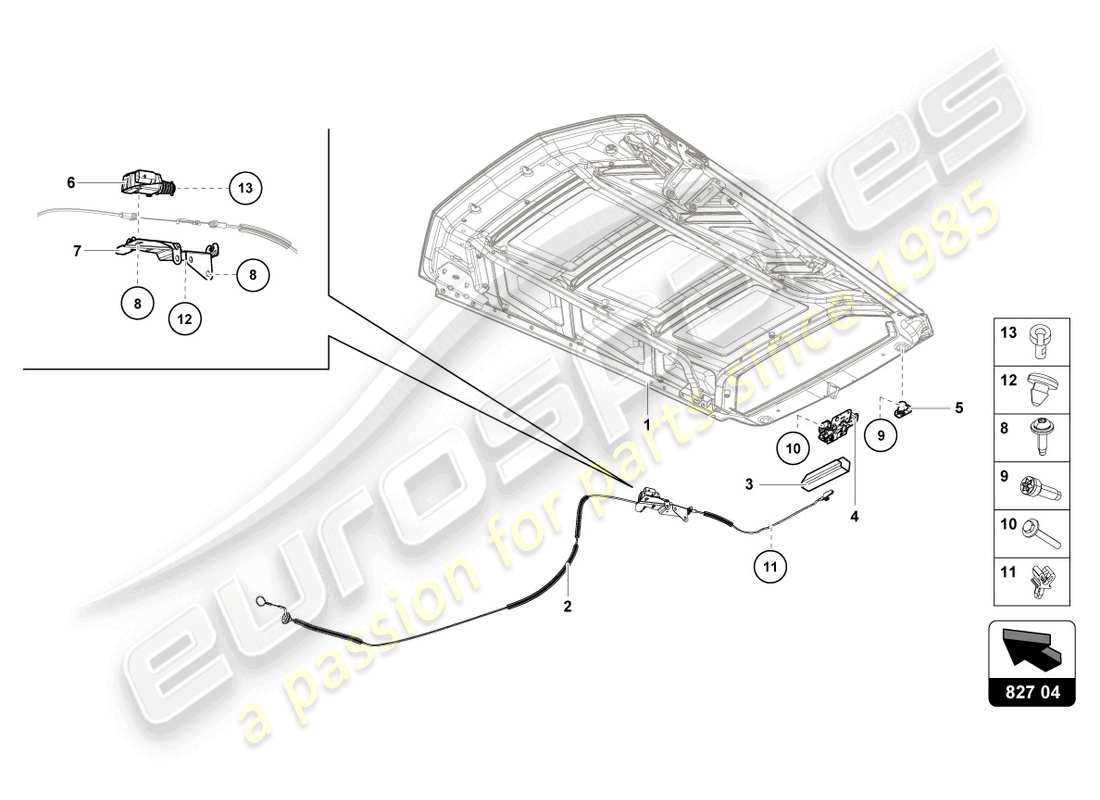 lamborghini evo coupe (2021) release lever parts diagram