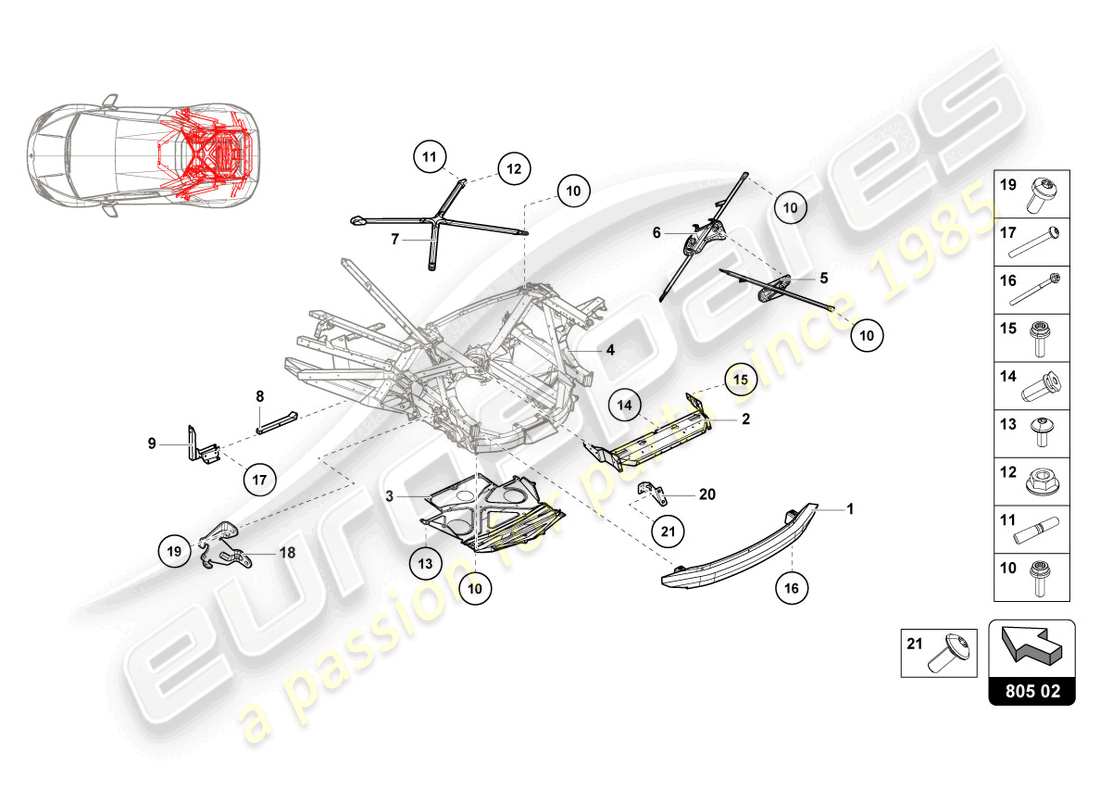 lamborghini sterrato (2024) chassis rear, outer parts diagram