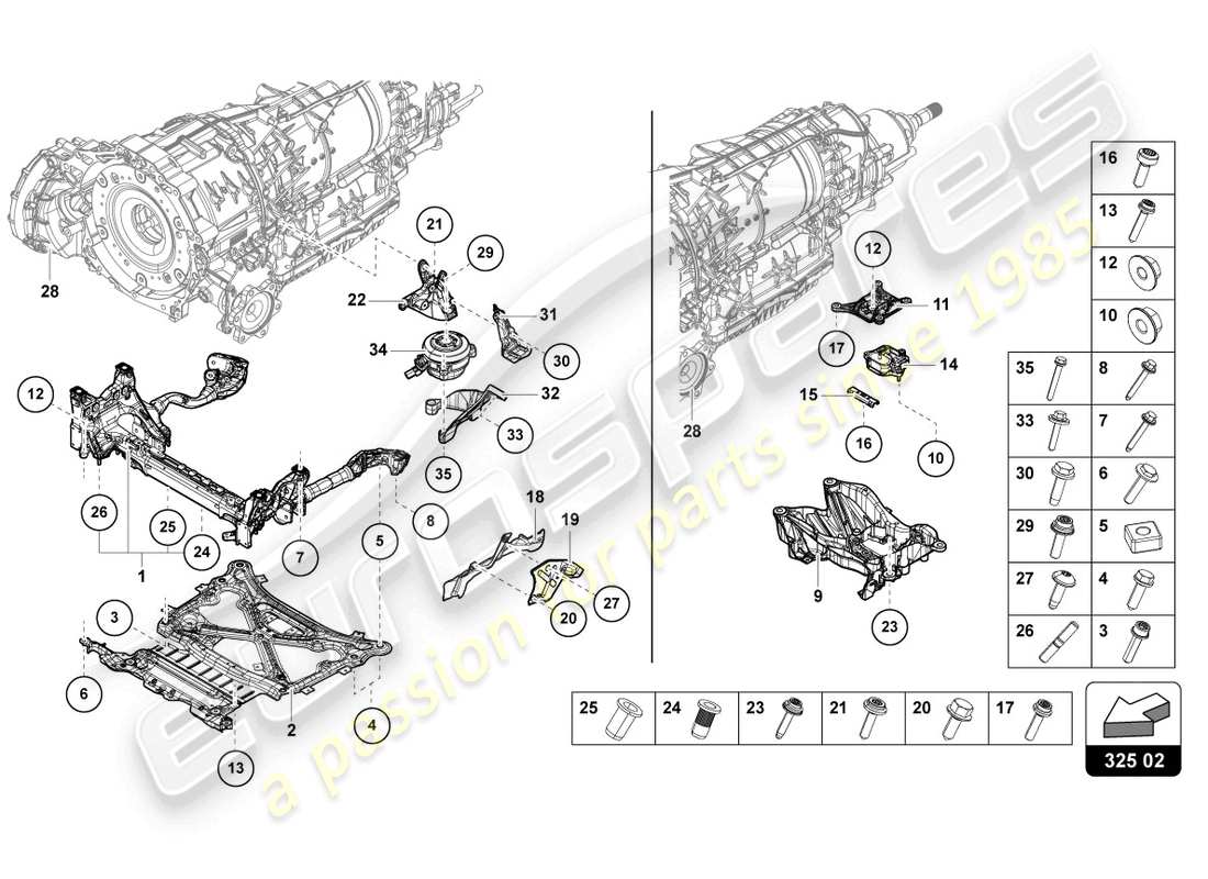 lamborghini urus (2020) transmission securing parts parts diagram