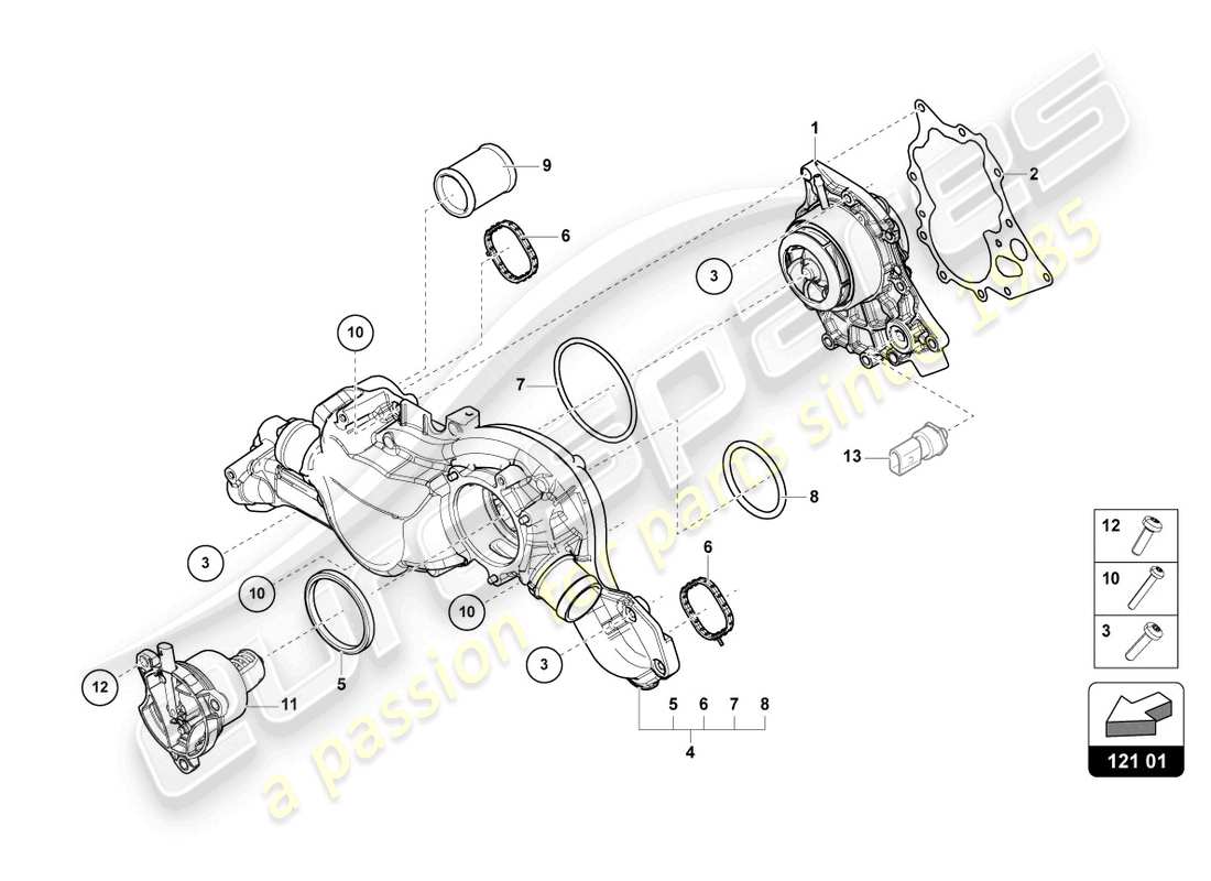 lamborghini urus (2021) coolant circulation pump parts diagram