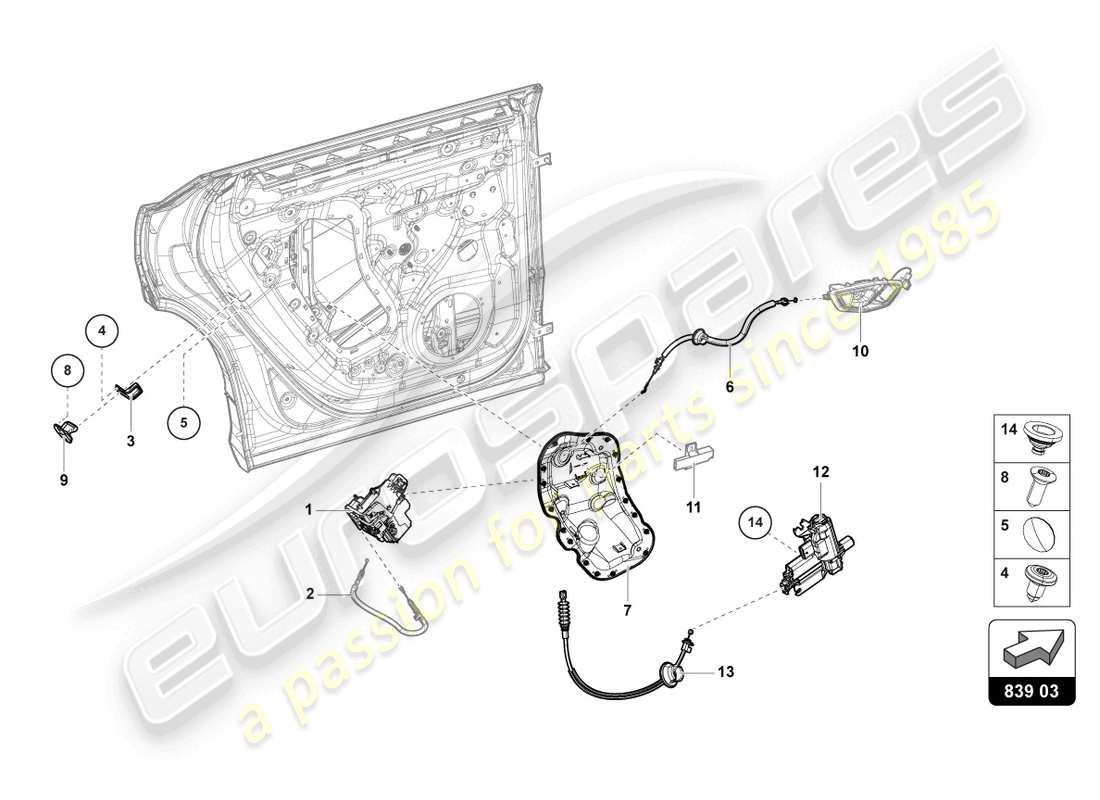 lamborghini urus (2020) door lock rear part diagram