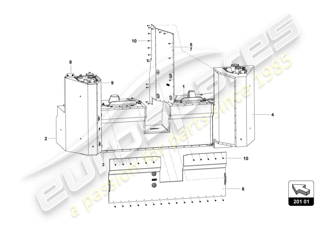 lamborghini super trofeo evo (2018) fuel tank part diagram