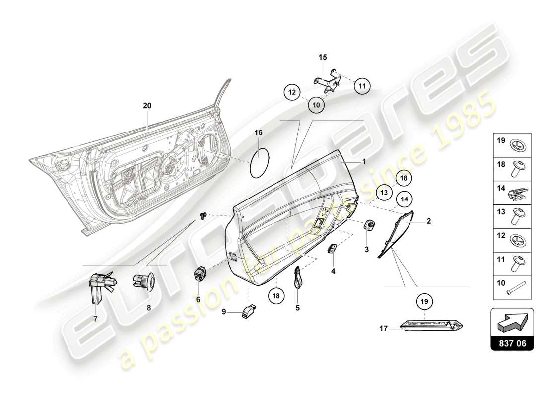 lamborghini ultimae (2022) door panel carbon parts diagram