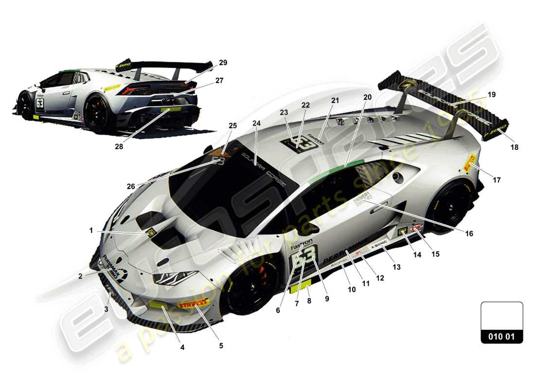 lamborghini super trofeo (2015) stickers part diagram