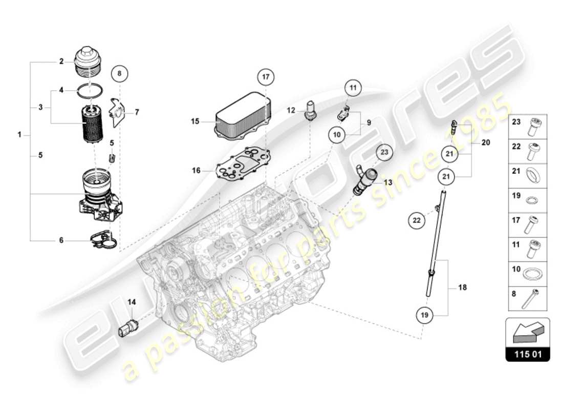 lamborghini urus (2021) oil filter element part diagram