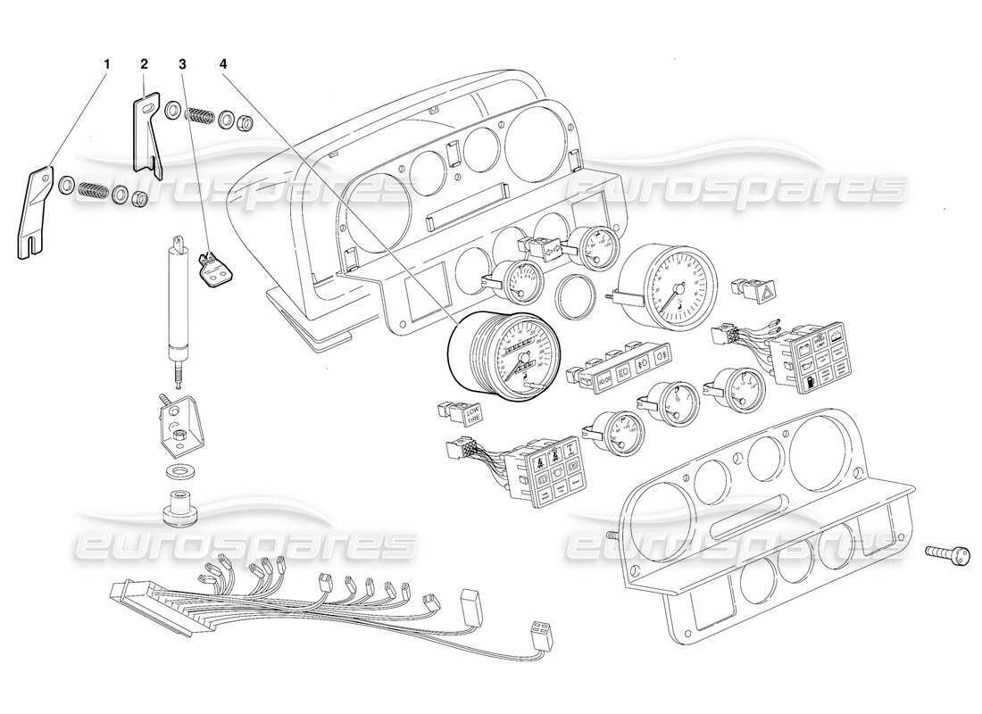 lamborghini diablo (1991) dashboard instruments (valid for australia version - october 1991) part diagram