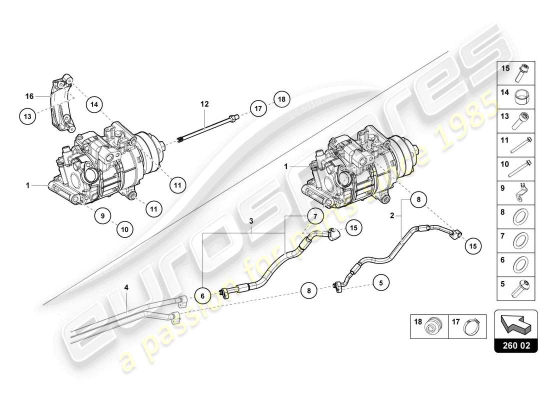 lamborghini sterrato (2024) a/c compressor parts diagram