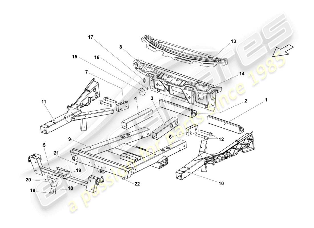 lamborghini gallardo coupe (2006) bodywork front part part diagram