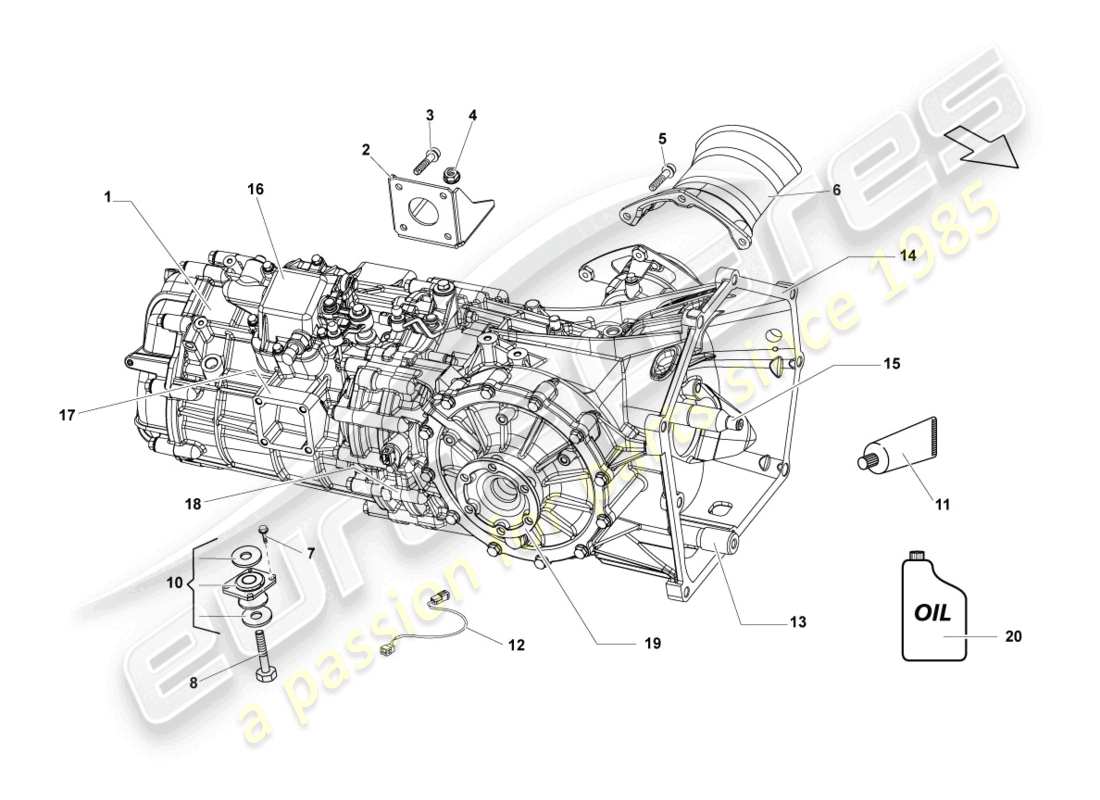 lamborghini gallardo coupe (2005) gearbox, complete parts diagram