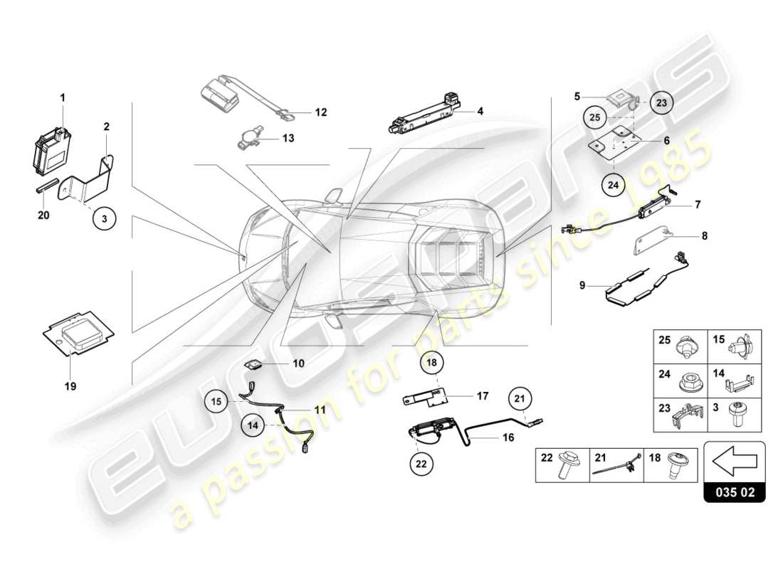 lamborghini evo coupe (2021) loudspeaker parts diagram