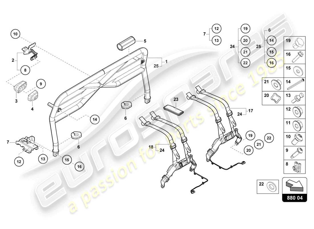 lamborghini sterrato (2024) roll bar parts diagram