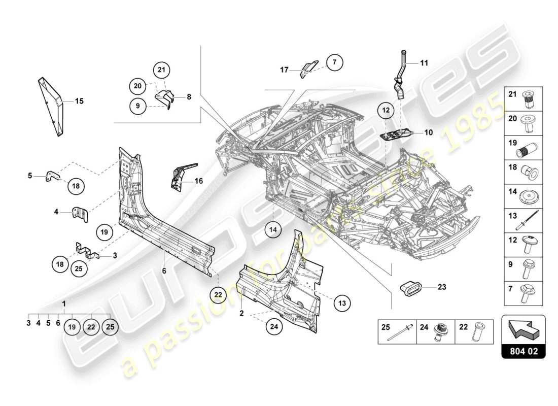 lamborghini evo spyder (2023) reinforcement part diagram