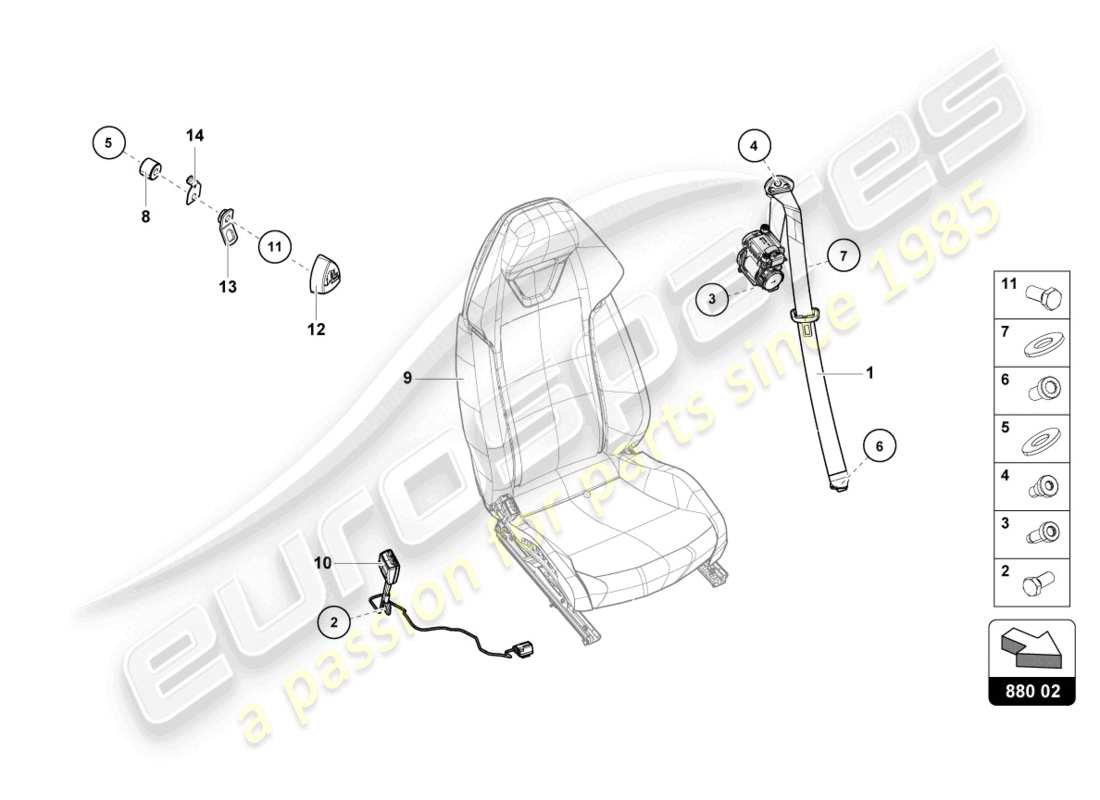 lamborghini sterrato (2024) seat belts parts diagram