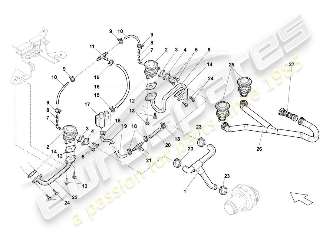 lamborghini gallardo spyder (2007) kombi valve parts diagram