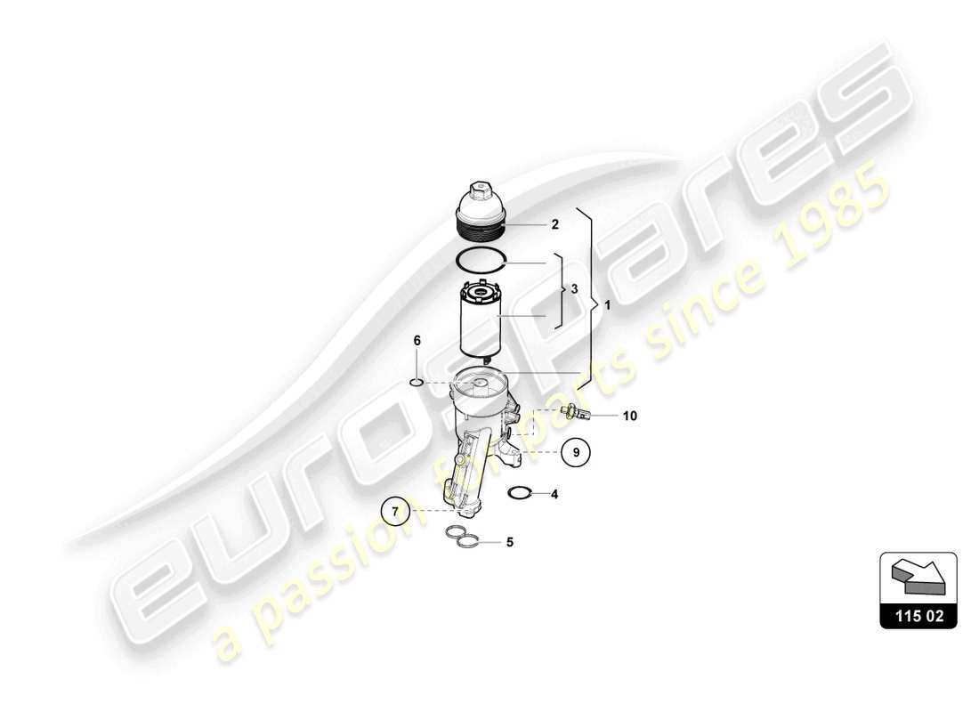 lamborghini super trofeo evo 2 (2022) oil filter parts diagram