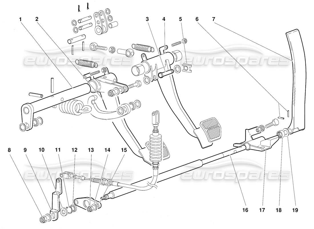 lamborghini diablo (1991) pedals (valid for gb version - october 1991) part diagram