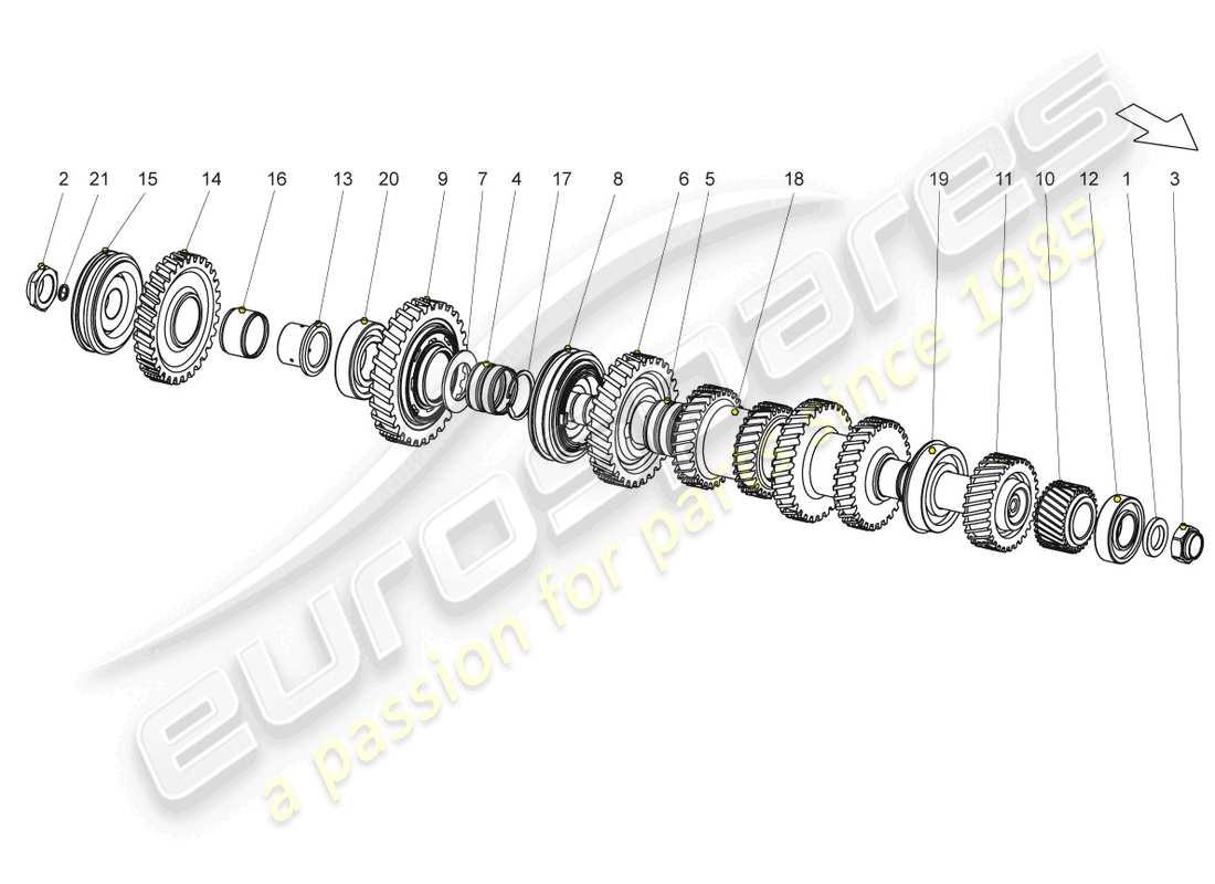 lamborghini gallardo coupe (2008) output shaft part diagram