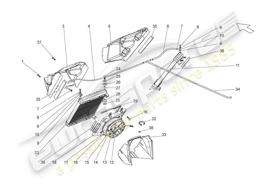 lamborghini gallardo coupe (2006) cooler for coolant parts diagram