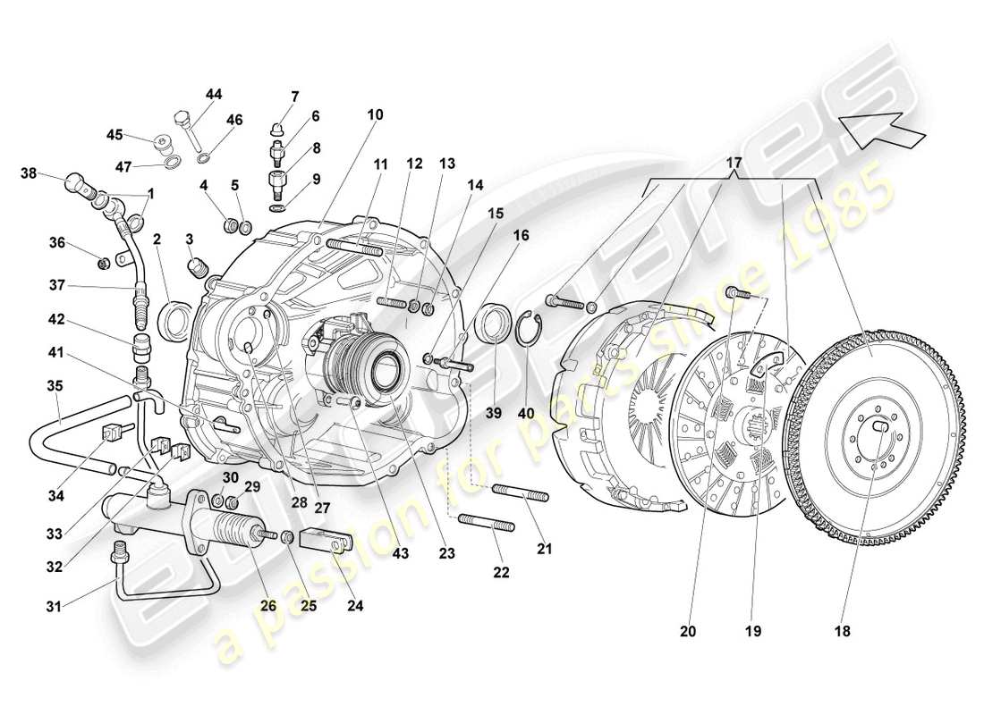 lamborghini lp640 roadster (2007) coupling part diagram