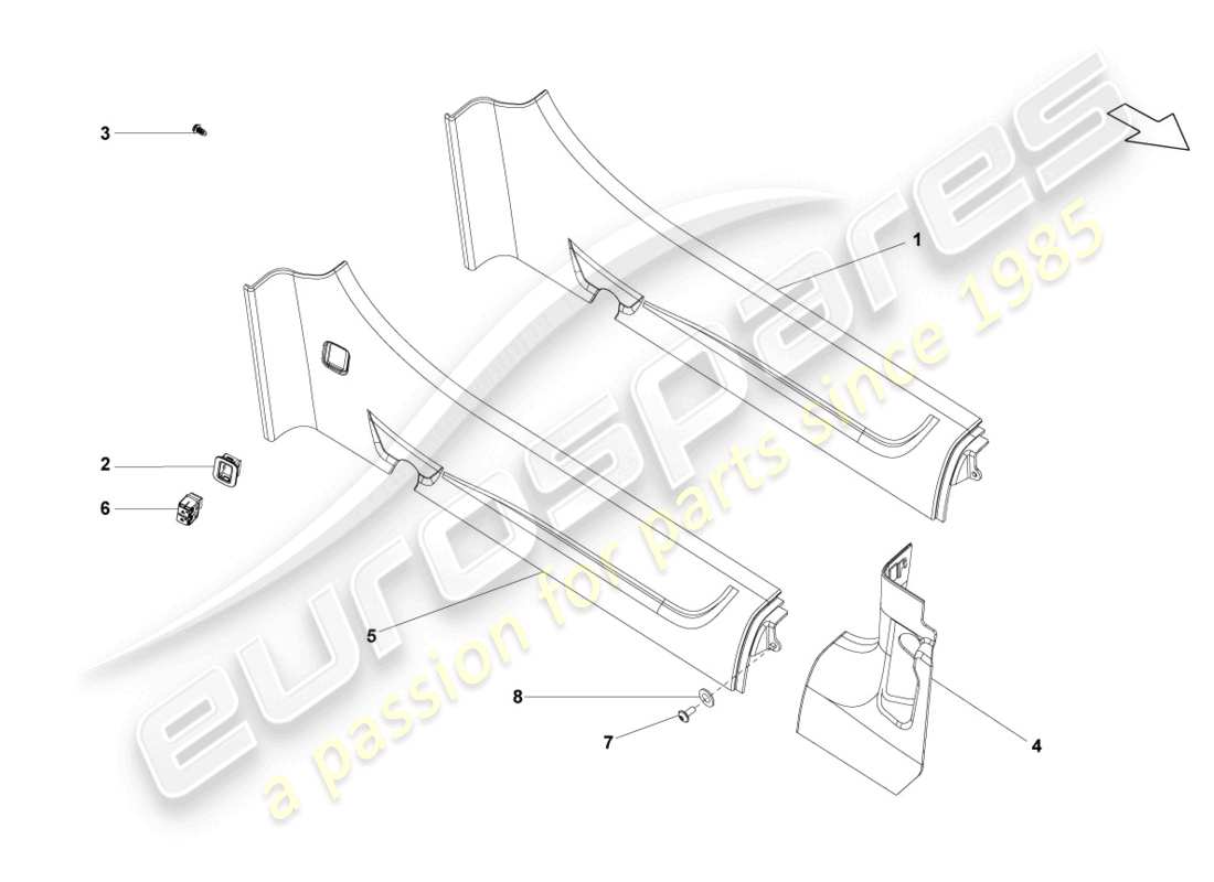 lamborghini lp560-4 coupe (2011) sill trim strip parts diagram