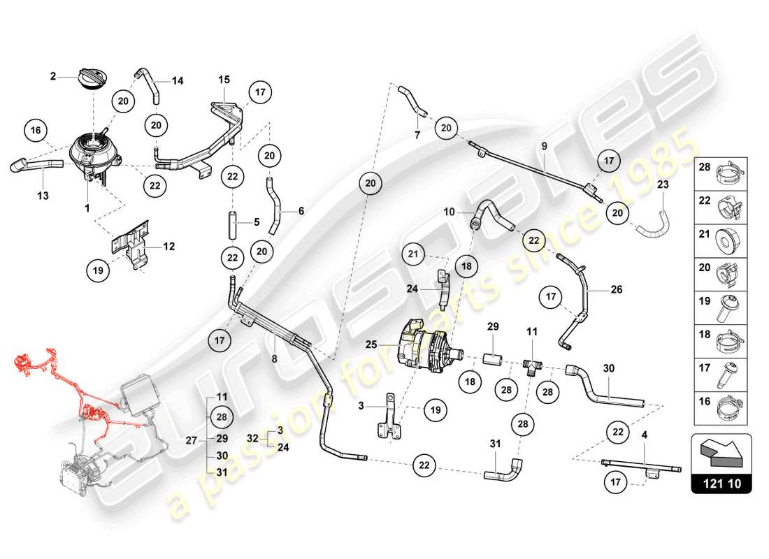 lamborghini countach lpi 800-4 (2022) cooling system parts diagram