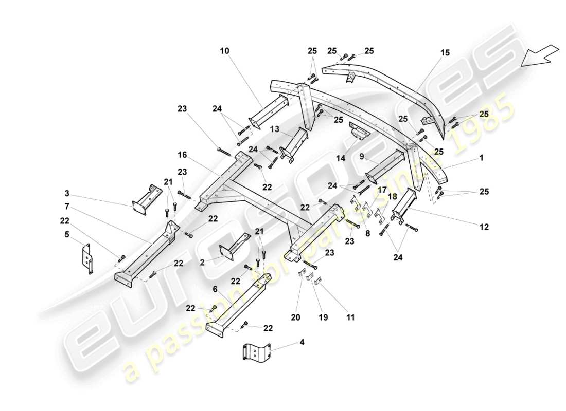 lamborghini gallardo coupe (2006) side member rear part rear part diagram