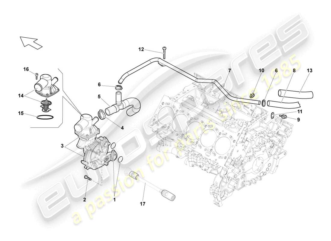 lamborghini gallardo coupe (2006) coolant pump part diagram