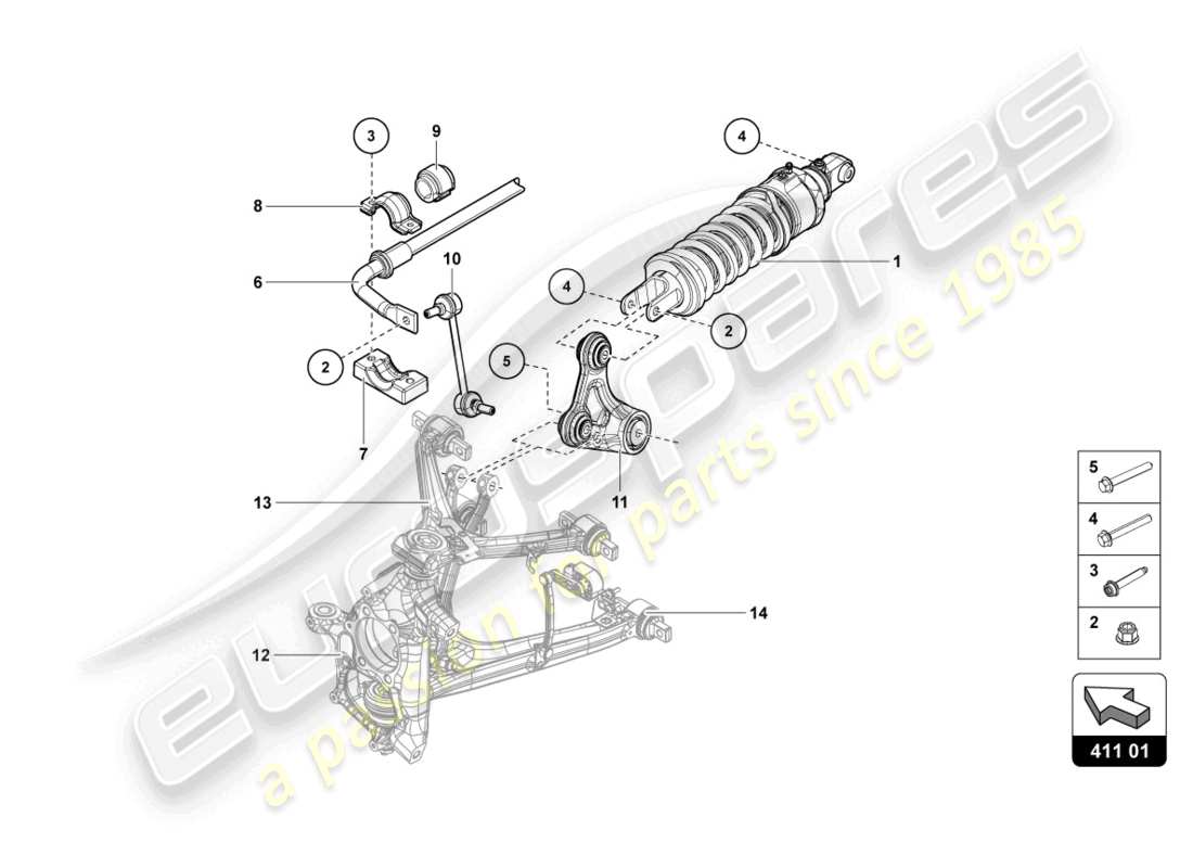 lamborghini countach lpi 800-4 (2022) shock absorbers front parts diagram