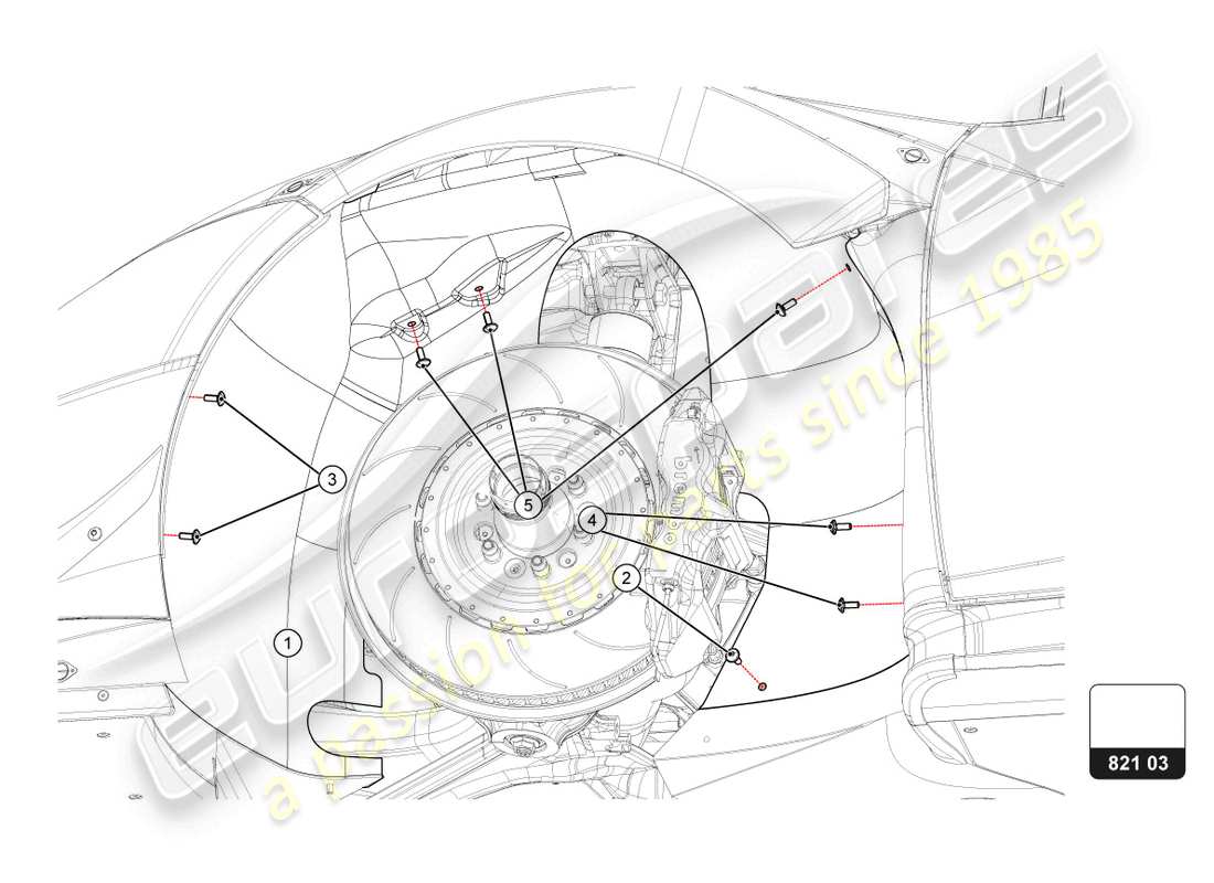 lamborghini super trofeo evo 2 (2022) wheelhouses / locary parts diagram