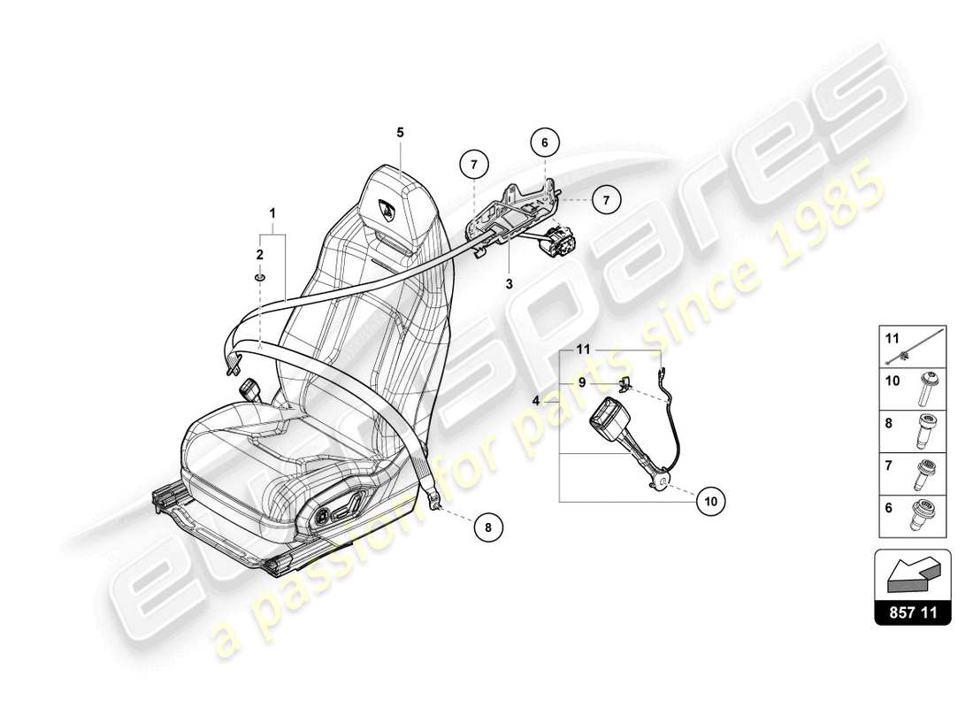 lamborghini urus s (2023) three-point safety belt rear parts diagram