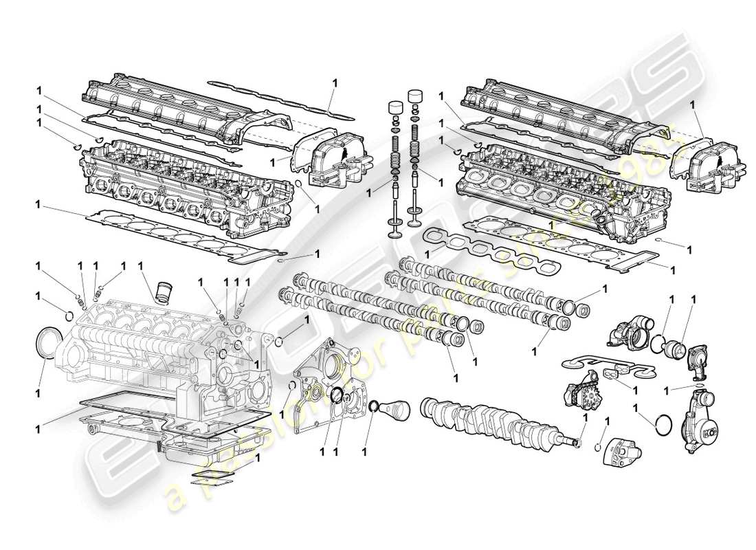 lamborghini lp640 roadster (2010) gasket set for engine part diagram