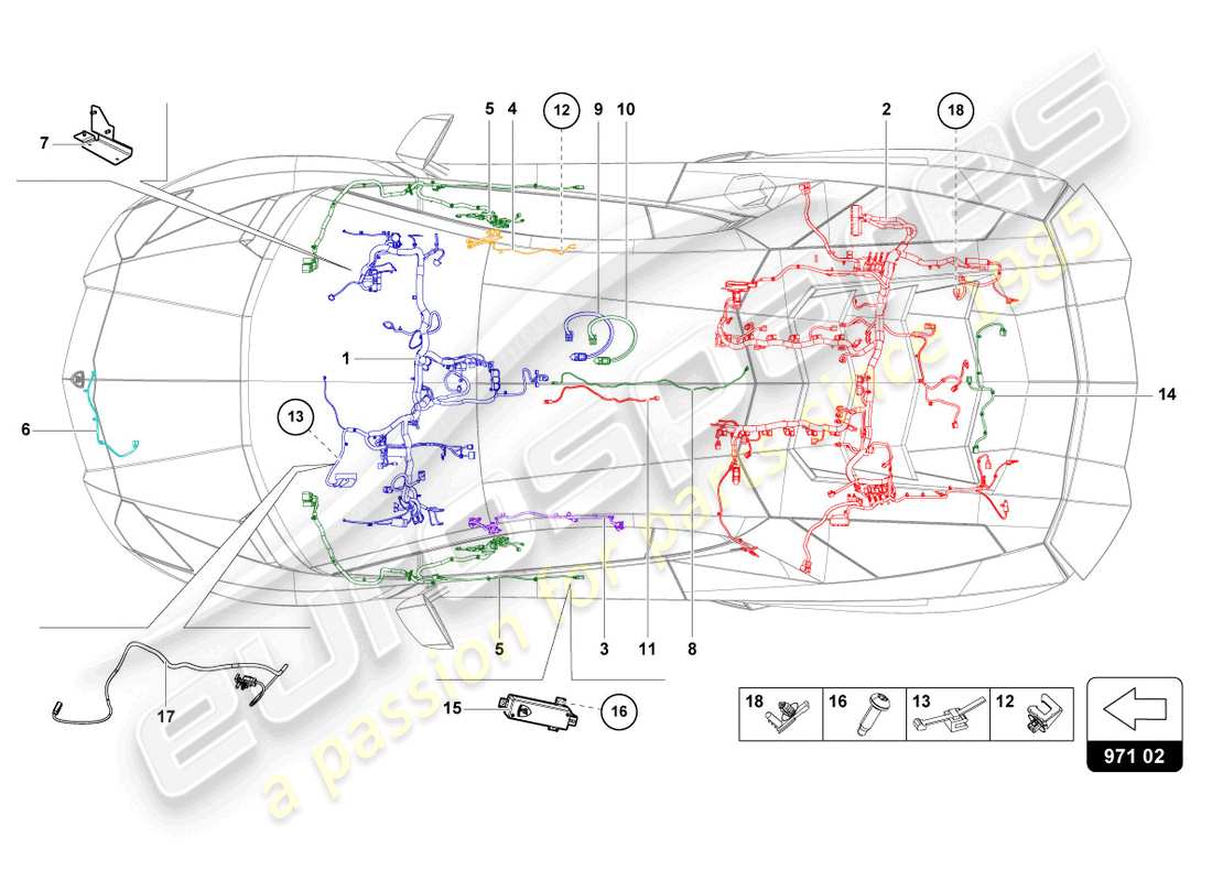 lamborghini countach lpi 800-4 (2022) wiring looms parts diagram