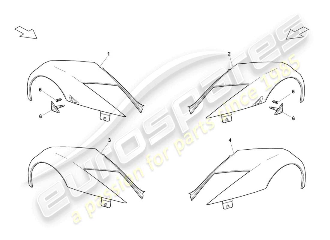 lamborghini lp640 roadster (2010) wing front part diagram