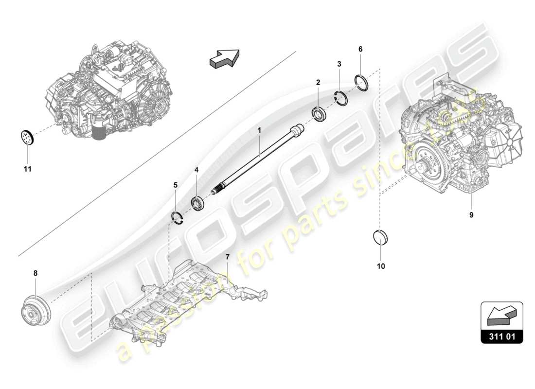 lamborghini evo spyder (2023) input shaft part diagram