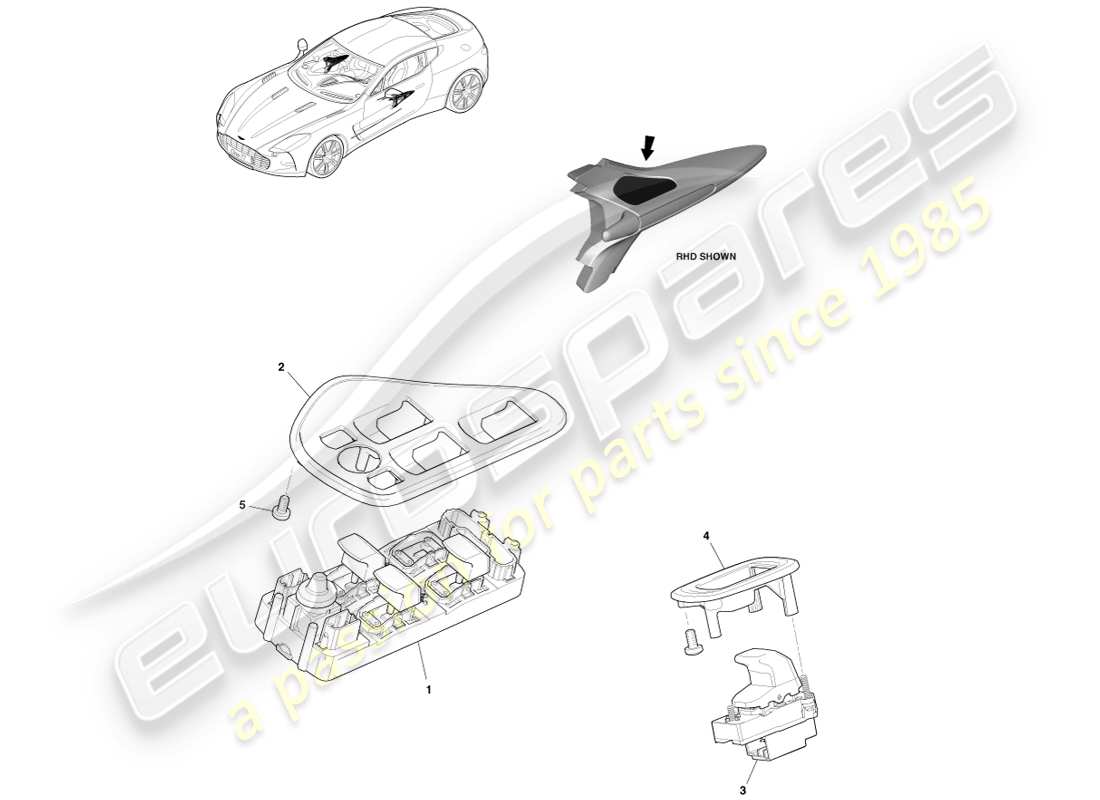 aston martin one-77 (2011) window/mirror lock controller part diagram