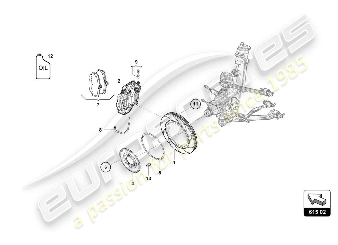 lamborghini super trofeo evo (2018) rear brakes discs part diagram