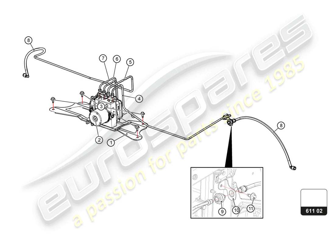 lamborghini super trofeo evo 2 (2022) brake system parts diagram