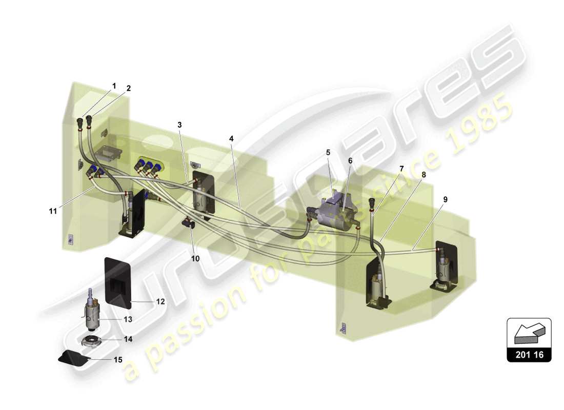 lamborghini super trofeo evo 2 (2022) fuel system parts diagram