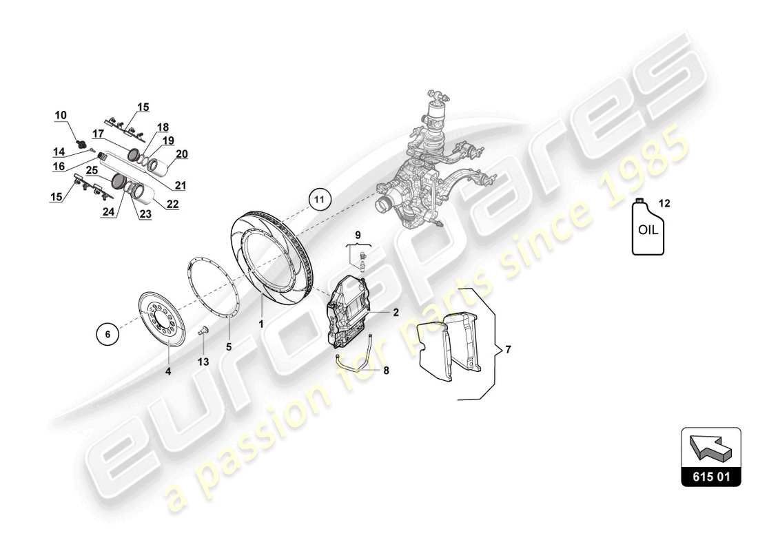 lamborghini super trofeo (2015) front brakes discs parts diagram