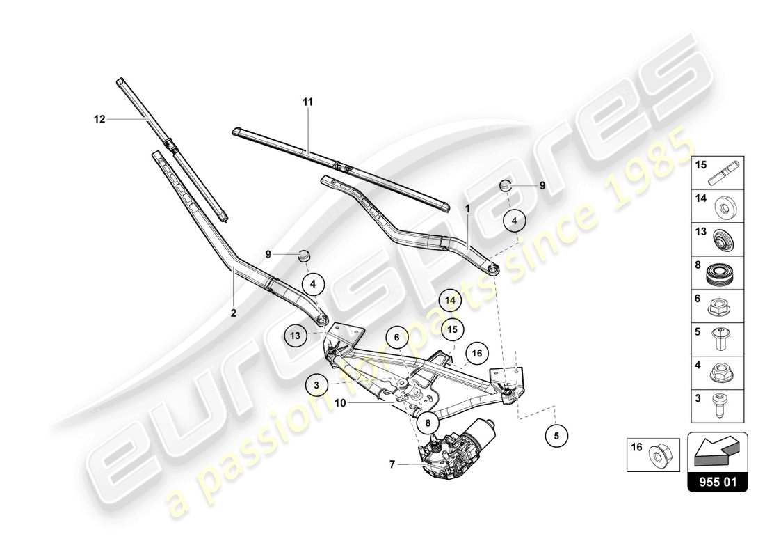 lamborghini countach lpi 800-4 (2022) windshield wiper parts diagram