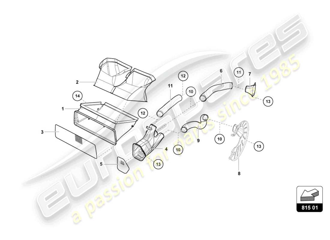 lamborghini super trofeo (2015) front brake disc and caliper cooling parts diagram