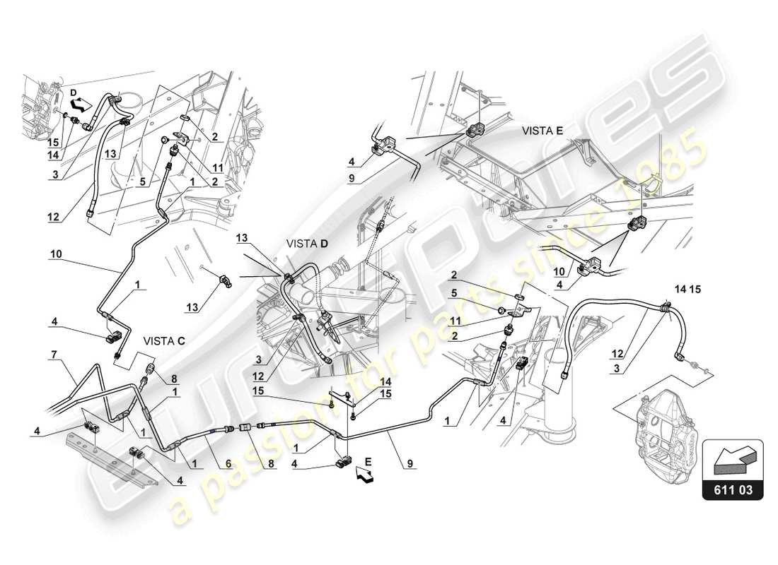 lamborghini gt3 evo (2018) brake lines part diagram