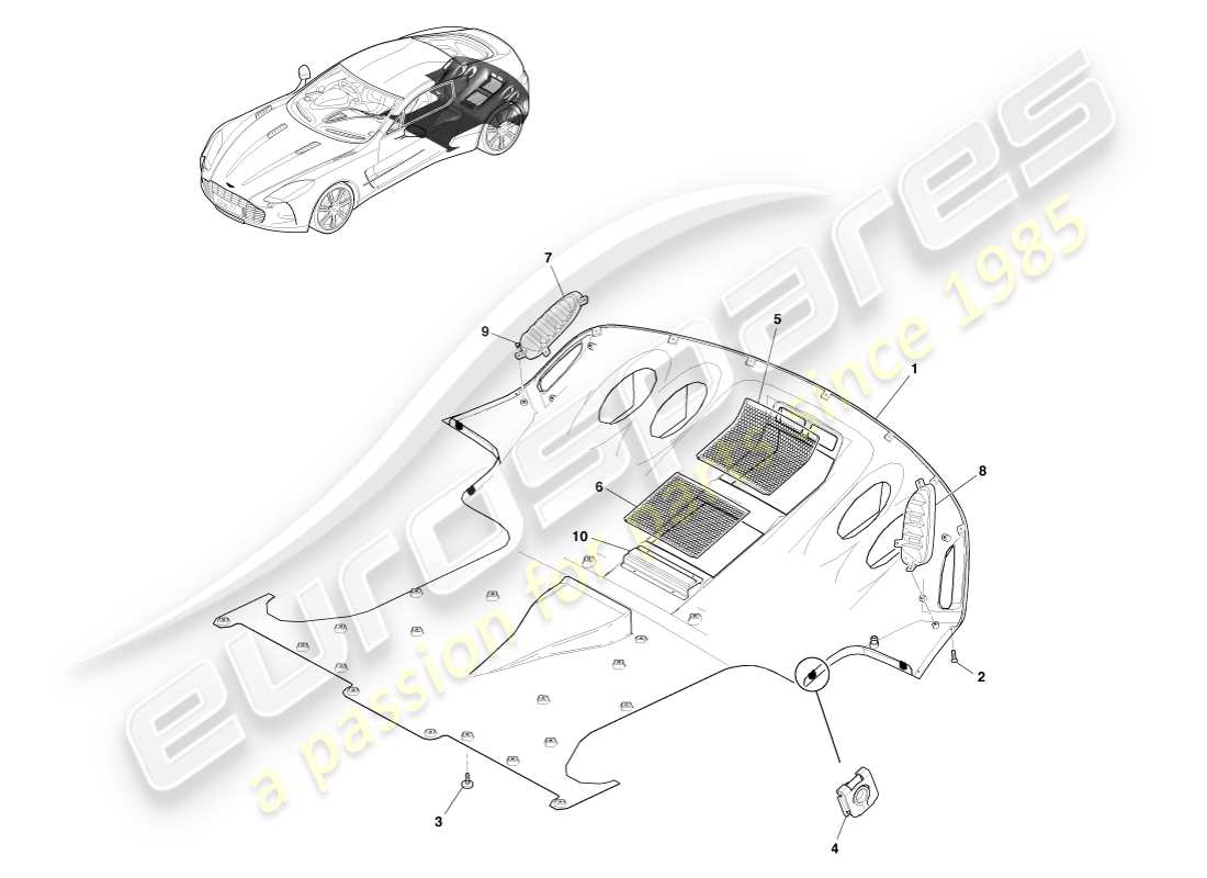 aston martin one-77 (2011) rear diffuser part diagram