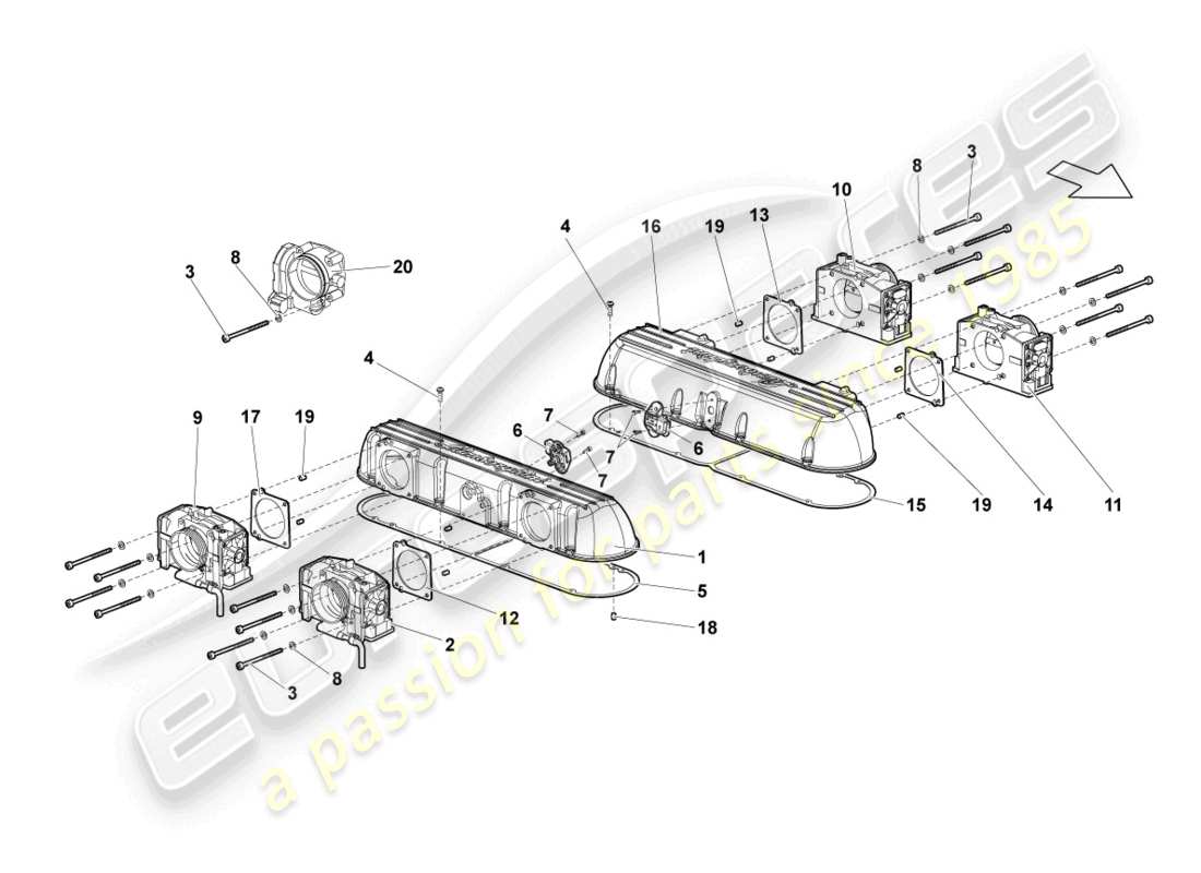 lamborghini lp640 roadster (2009) intake system parts diagram