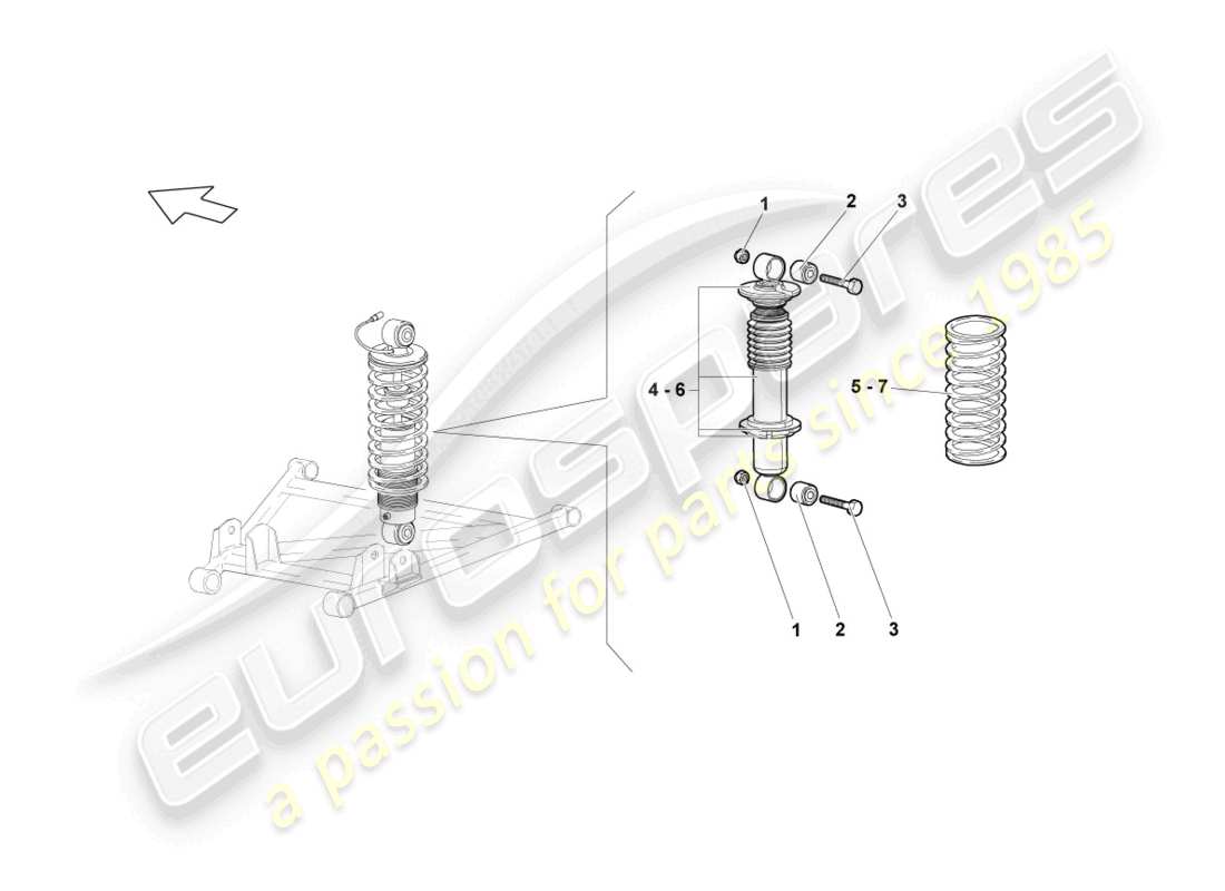 lamborghini lp640 roadster (2008) shock absorbers rear parts diagram