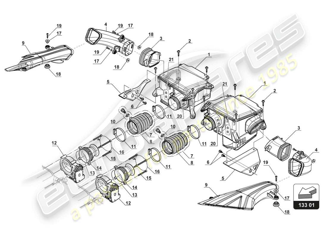 lamborghini gt3 (2017) air intake system parts diagram