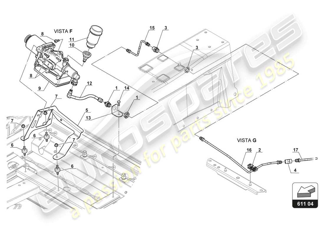 lamborghini gt3 evo (2018) brake lines part diagram