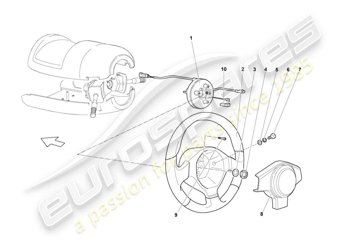 lamborghini lp640 coupe (2007) steering wheel part diagram